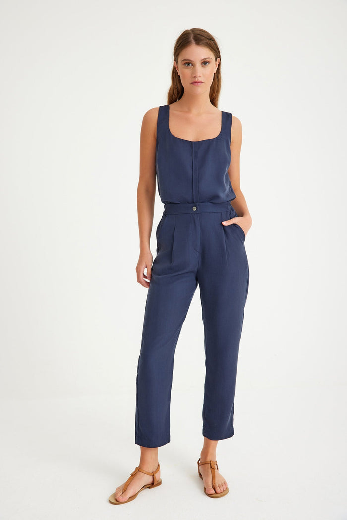 Marineblaue Karottenhose für Damen
