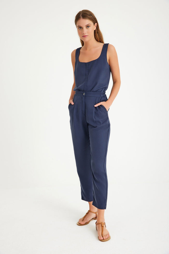 Marineblaue Karottenhose für Damen
