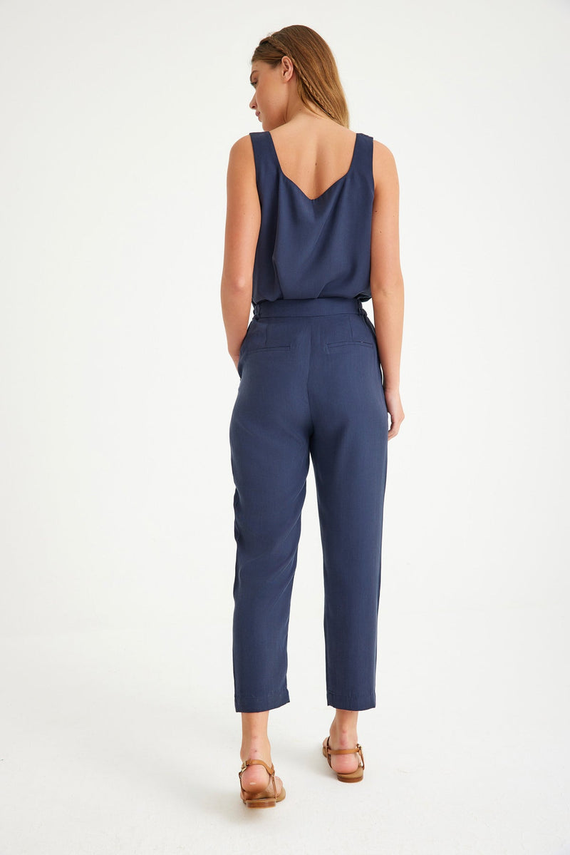 Marineblaue Karottenhose für Damen