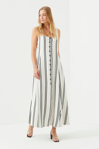 Schwarz gestreiftes Strickträgerkleid