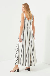 Schwarz gestreiftes Strickträgerkleid
