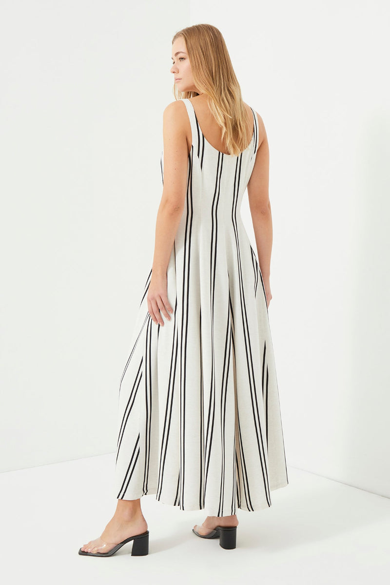 Schwarz gestreiftes Strickträgerkleid