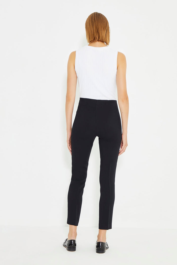 Schwarze Carrot-Fit-Damenhose mit geripptem Detail vorne