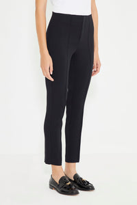 Schwarze Carrot-Fit-Damenhose mit geripptem Detail vorne